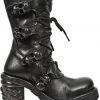 New Rock Boots New Rock All Black NRK Skull Boots M.8366-S8