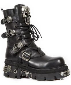 New Rock Boots Gothic Boots New Rock Black Boots Skull Design M.375-S1