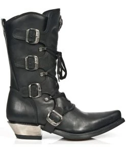 New Rock Boots New Rock Black Cowboy Boots M.7993-S1 All Footwear