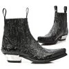 New Rock Boots All Footwear New Rock Black Vintage Flower Ankle Cowboy Boots M.7953-S21
