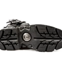 New Rock Boots With Silver Cross, Black Ankle Boot 407 Gothic Boots