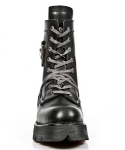 New Rock Boots New Rock Biker Boots Skull Cross Badge M.1623