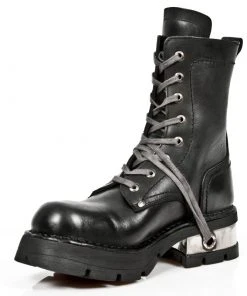 New Rock Boots New Rock Biker Boots Skull Cross Badge M.1623