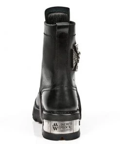 New Rock Boots New Rock Biker Boots Skull Cross Badge M.1623