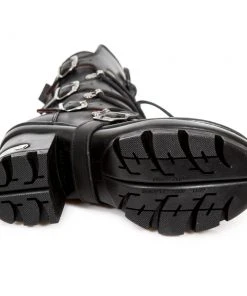 New Rock Boots Gothic Boots New Rock Black Leather Boots, NEOTYRE05 Neotyre Sole