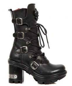 New Rock Boots Gothic Boots New Rock Black Leather Boots, NEOTYRE05 Neotyre Sole