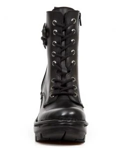 New Rock Boots New Rock Black Leather Boots, NEOTYRE07, Neotyre Sole Gothic Boots
