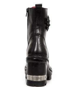 New Rock Boots New Rock Black Leather Boots, NEOTYRE07, Neotyre Sole Gothic Boots