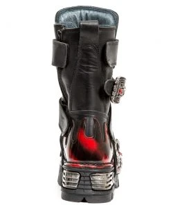New Rock Boots All Footwear New Rock Dark Red Bat And Flames Boots, M.195-S1