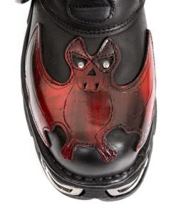 New Rock Boots All Footwear New Rock Dark Red Bat And Flames Boots, M.195-S1