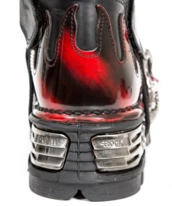 New Rock Boots All Footwear New Rock Dark Red Bat And Flames Boots, M.195-S1