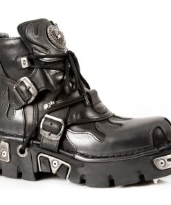 New Rock Boots New Rock Silver Flame Ankle Boots, M.288-S2