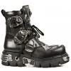 New Rock Boots With Silver Cross, Black Ankle Boot 407 Gothic Boots