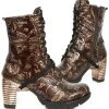 New Rock Boots Gothic Boots New Rock Brown Vintage Flower Ankle Boots M.TR001-S5