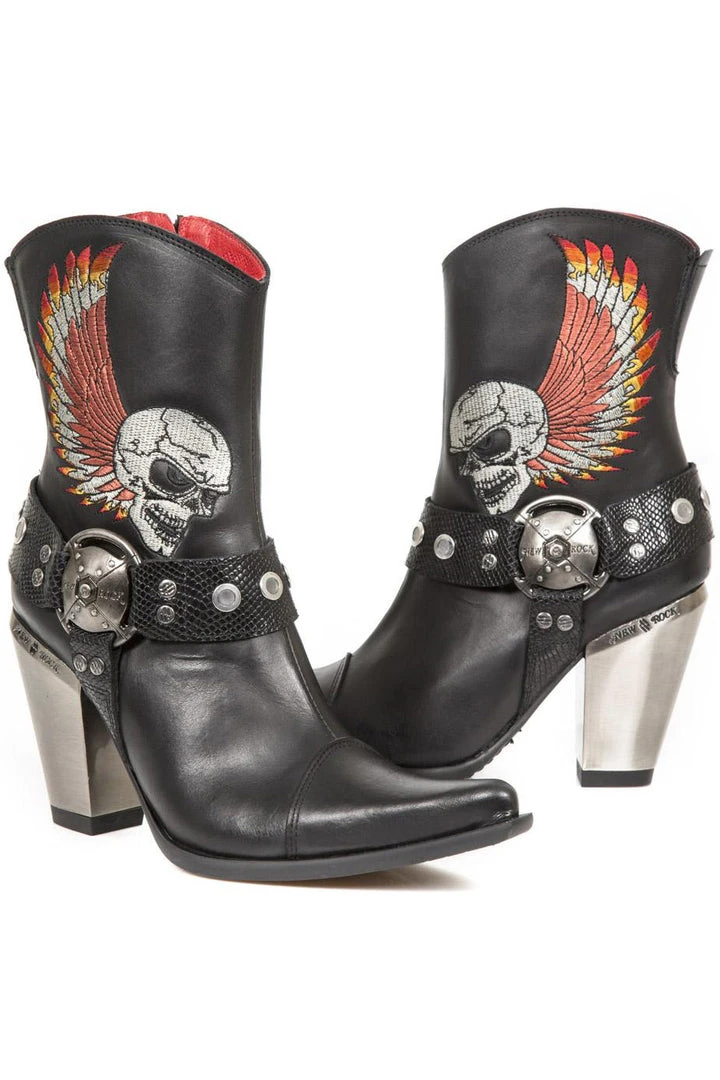 New Rock Boots Gothic Boots New Rock Ladies Cowboy Boots With Winged Skulls 3 New Rock Boots Gothic Boots New Rock Ladies Cowboy Boots With Winged Skulls