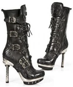 New Rock Boots New Rock M-PUNK049 S1 Boots Black Flame Gothic Boots