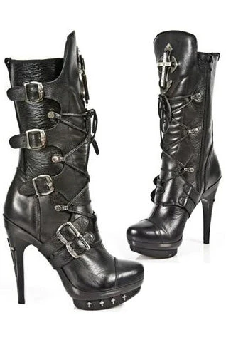 New Rock Boots New Rock Ladies Cross Boots M-PUNK061-S1 Gothic Boots 3 New Rock Boots New Rock Ladies Cross Boots M-PUNK061-S1 Gothic Boots