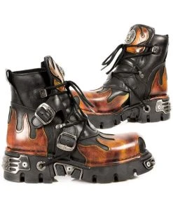 New Rock Boots New Rock Red Flame Ankle Boots, M.288-S1 Gothic Boots
