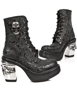 New Rock Boots Gothic Boots New Rock NRK Skull Vintage Flower Boots M.8358-S1