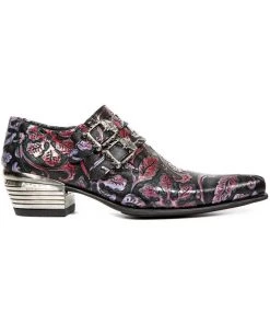 New Rock Boots New Rock Purple Embossed Vintage Flower Shoes M.7960-S6 All Footwear