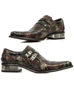 New Rock Boots New Rock Red Embossed Vintage Flower Shoes M.2246-S27 All Footwear