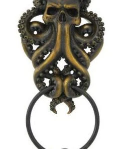 Gothic Gifts Steampunk Homeware Octopus Skull Door Knocker