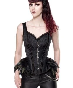 Ladies Gothic Clothing Ocultica Corset With Feathers