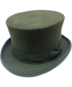 Euro Accessories Steampunk Hats Olive Green Wool Felt Steampunk Top Hat