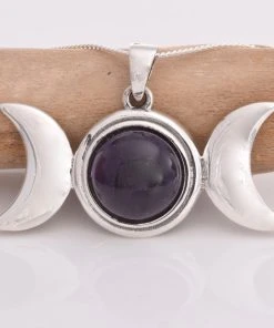Seventh Sense Triple Moon Pendant With Amethyst Silver All Jewellery