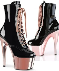Pleaser ADORE 1020 Boots Black Rose Gold Ladies Fetish Boots