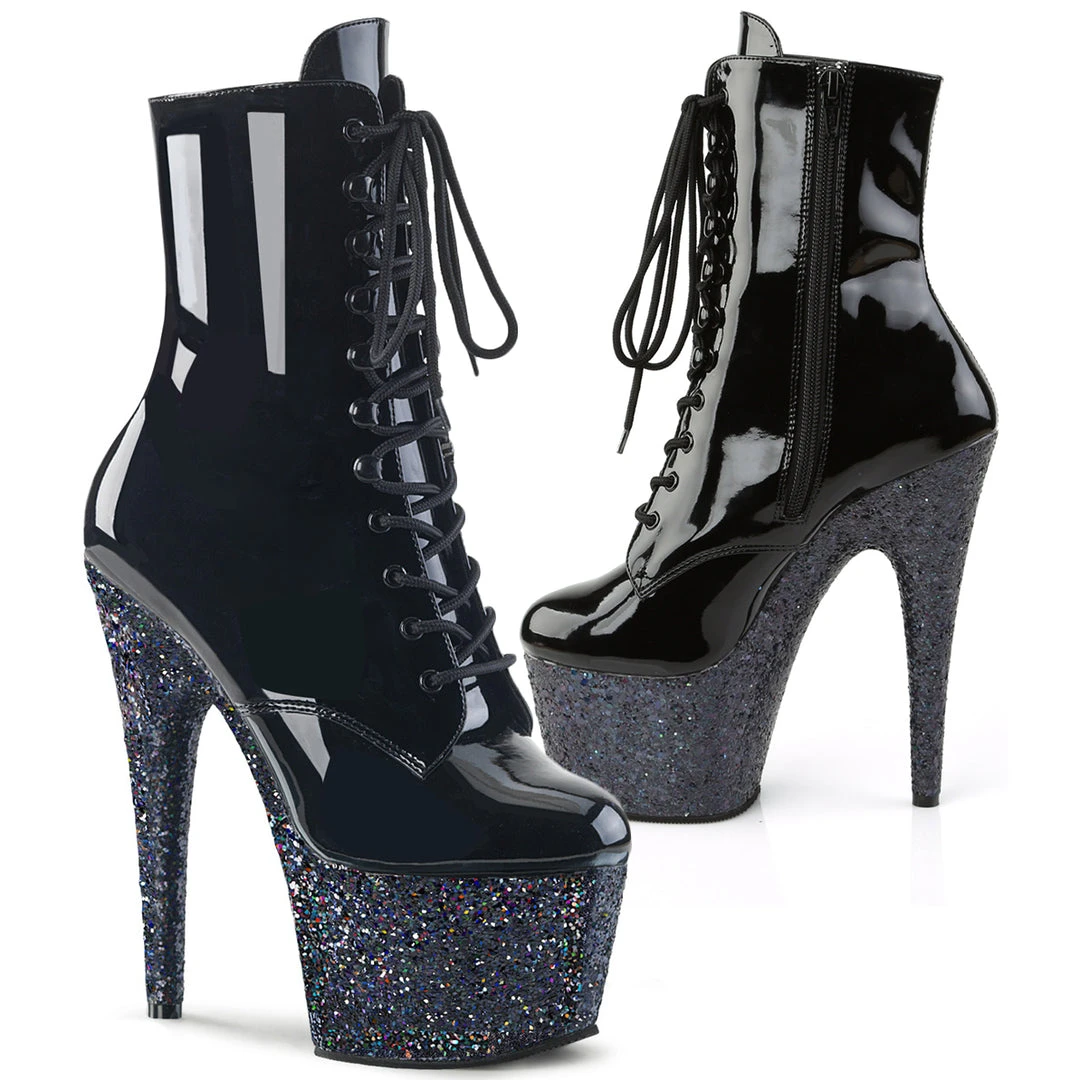 Ladies Fetish Boots Pleaser ADORE-1020LG Boots Black Glitter 9 Ladies Fetish Boots Pleaser ADORE-1020LG Boots Black Glitter