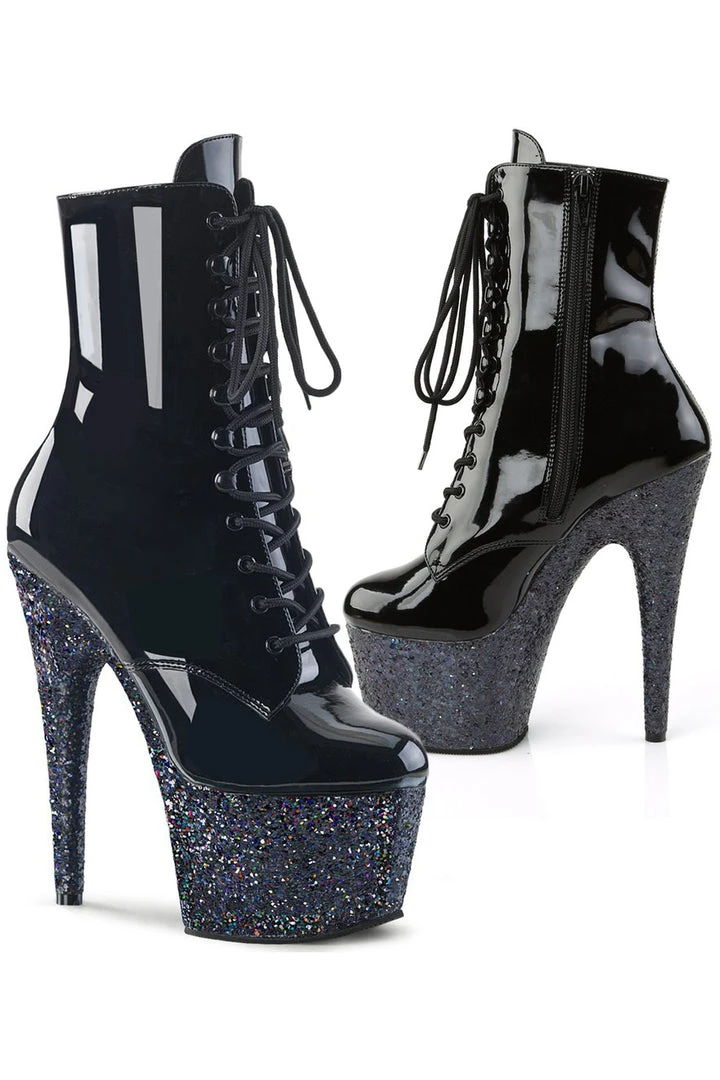 Ladies Fetish Boots Pleaser ADORE-1020LG Boots Black Glitter 3 Ladies Fetish Boots Pleaser ADORE-1020LG Boots Black Glitter