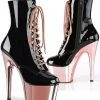 Pleaser ADORE 1020 Boots Black Rose Gold Ladies Fetish Boots