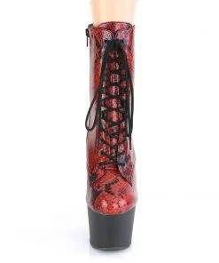 Ladies Fetish Boots Pleaser ADORE 1020SP Red Holo Snake Print Boots
