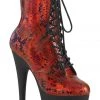 Ladies Fetish Boots Pleaser ADORE 1020SP Red Holo Snake Print Boots