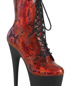 Ladies Fetish Boots Pleaser ADORE 1020SP Red Holo Snake Print Boots