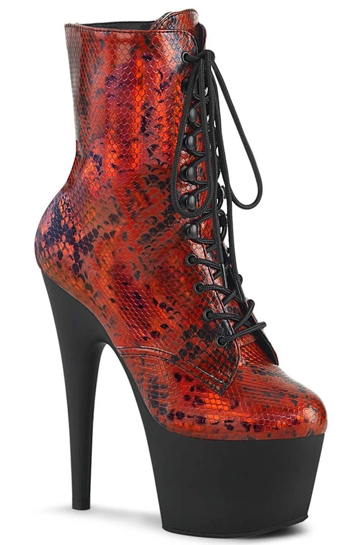 Ladies Fetish Boots Pleaser ADORE 1020SP Red Holo Snake Print Boots 3 Ladies Fetish Boots Pleaser ADORE 1020SP Red Holo Snake Print Boots