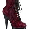 Pleaser ADORE 1020SP Red Snake Print Boots