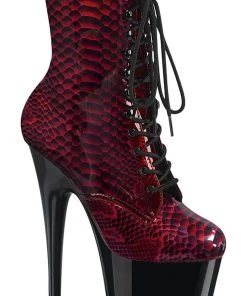 Pleaser ADORE 1020SP Red Snake Print Boots