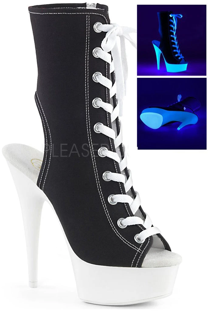 Pleaser DELIGHT-1016SK Boots Black Canvas 3 Pleaser DELIGHT-1016SK Boots Black Canvas
