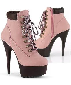 Pleaser DELIGHT 600TL 02 Boots Pink Nubuck All Footwear