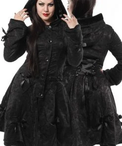 Innocent Clothing Poizen Alice Black Rose Coat All Ladies Clothing