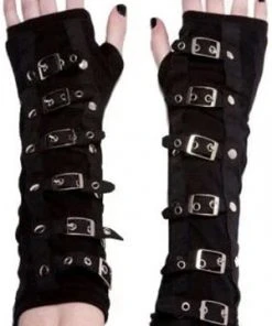 Innocent Clothing Poizen Buckle Armwarmers Black / Silver Gothic Accessories