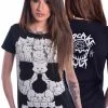 Innocent Clothing All Ladies Clothing Poizen Cat Skull T-Shirt (Large) #