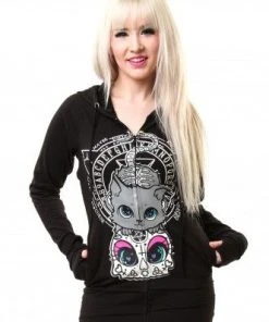 Innocent Clothing All Ladies Clothing Poizen Cupcake Cult Yes No Cat Hoodie #
