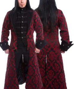 Innocent Clothing Poizen Quentin Red Brocade Coat