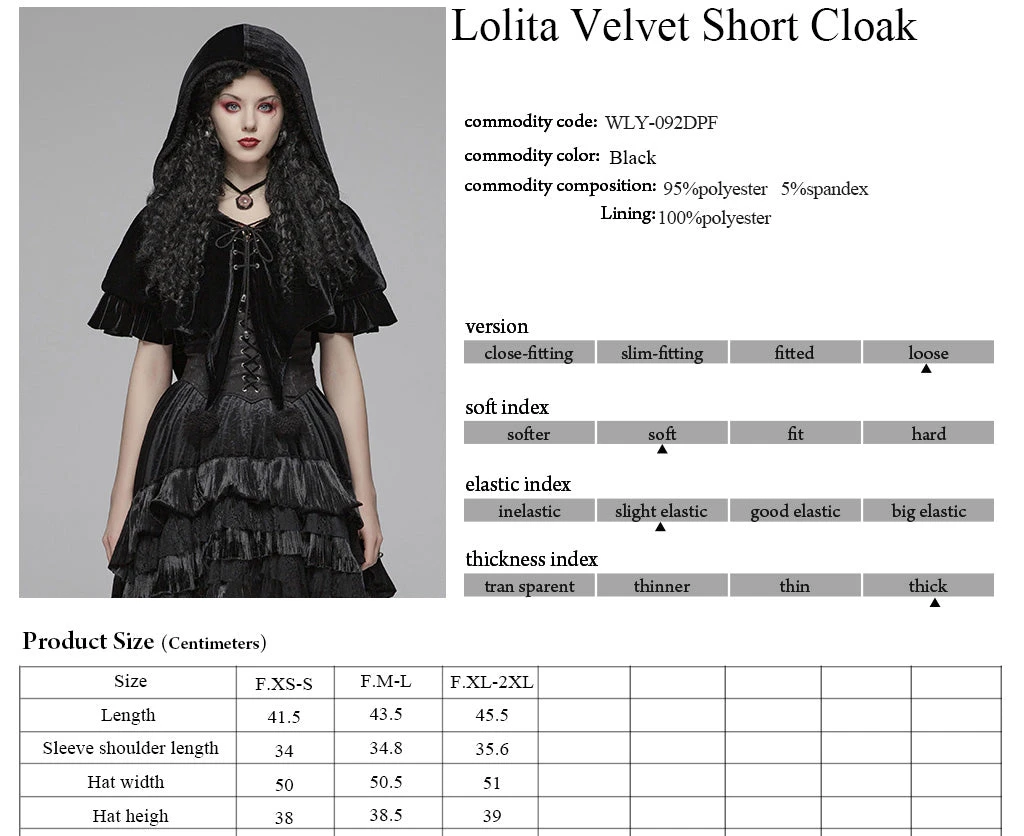 Punk Rave Black Fairy Hooded Bolero Cape 18 Punk Rave Black Fairy Hooded Bolero Cape