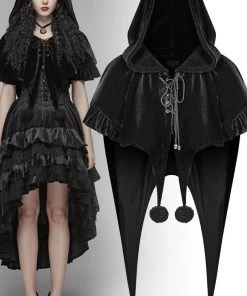 Punk Rave Black Fairy Hooded Bolero Cape