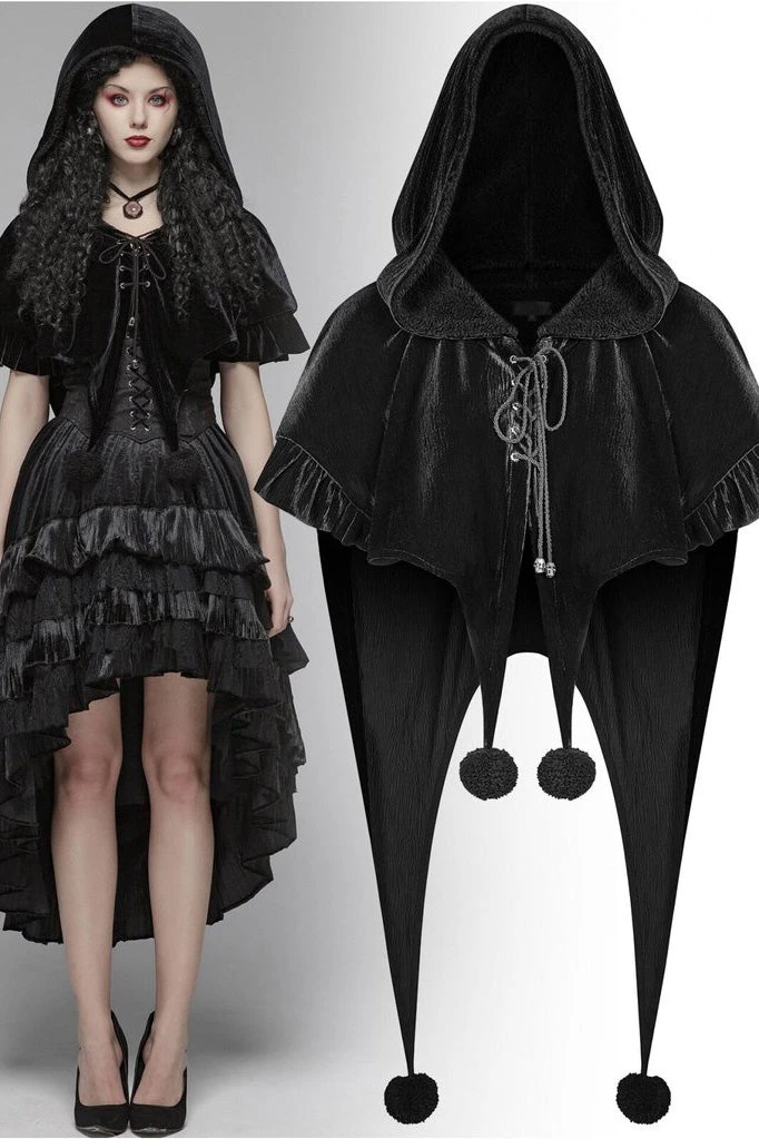 Punk Rave Black Fairy Hooded Bolero Cape 3 Punk Rave Black Fairy Hooded Bolero Cape