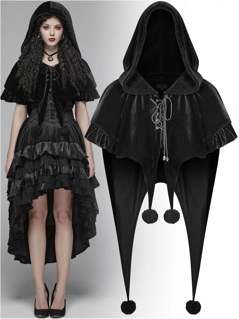 Punk Rave Black Fairy Hooded Bolero Cape 19 Punk Rave Black Fairy Hooded Bolero Cape